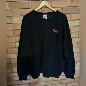 Vintage 90s Reebok Black Crewneck Pullover Sweatshirt Embroidered Logo Size XL